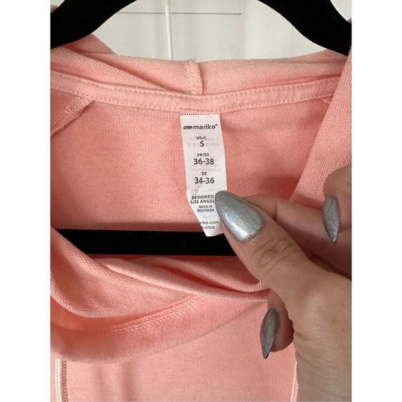 Marika hooded long sleeve t-shirt women’s small salmon cowl neck yoga activewear - Picture 5 of 5